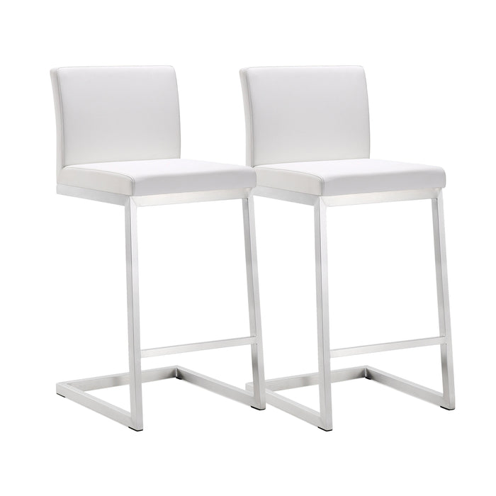 Parma White Stainless Steel Counter Stool - Set of 2 - UK - Home And Beyond