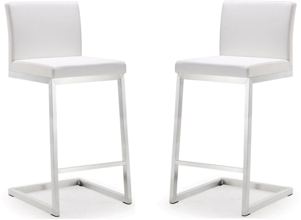Parma White Stainless Steel Counter Stool - Set of 2 - UK - Home And Beyond