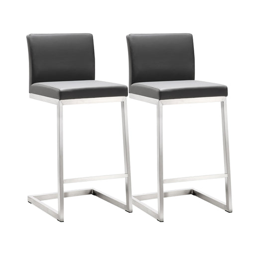 Parma Grey Stainless Steel Counter Stool - Set of 2 - UK - Home And Beyond