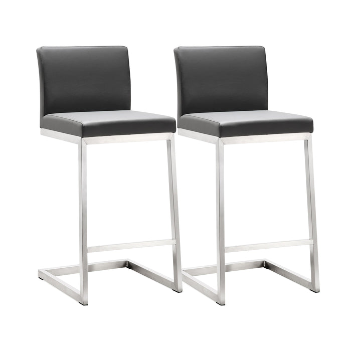 Parma Grey Stainless Steel Counter Stool - Set of 2 - UK - Home And Beyond