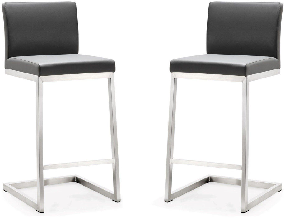 Parma Grey Stainless Steel Counter Stool - Set of 2 - UK - Home And Beyond