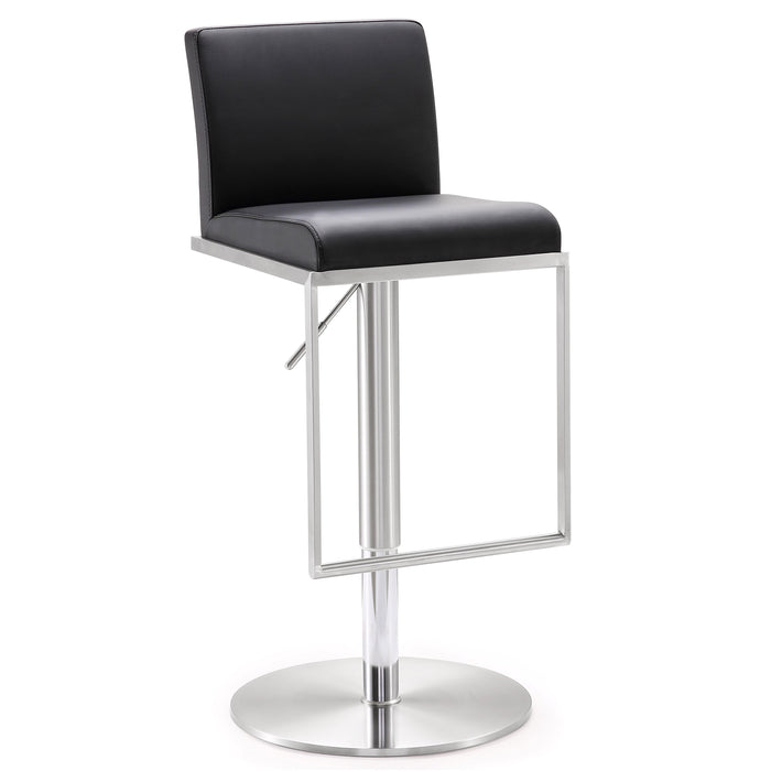 Amalfi Black Vegan Leather Adjustable Stool - UK - Home And Beyond