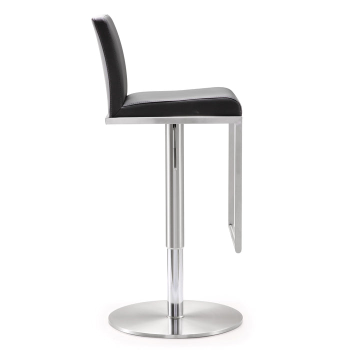 Amalfi Black Vegan Leather Adjustable Stool - UK - Home And Beyond
