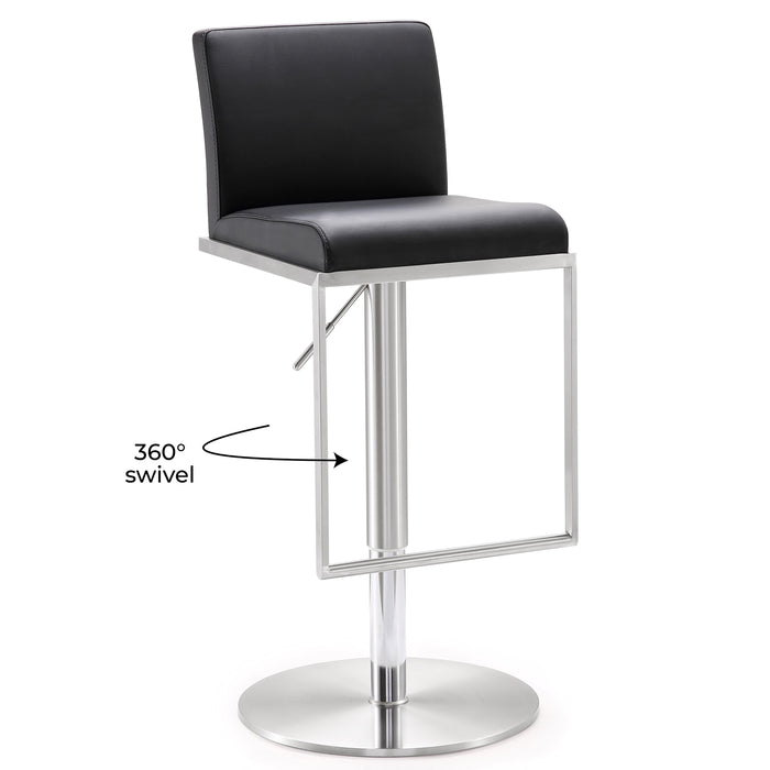 Amalfi Black Vegan Leather Adjustable Stool - UK - Home And Beyond