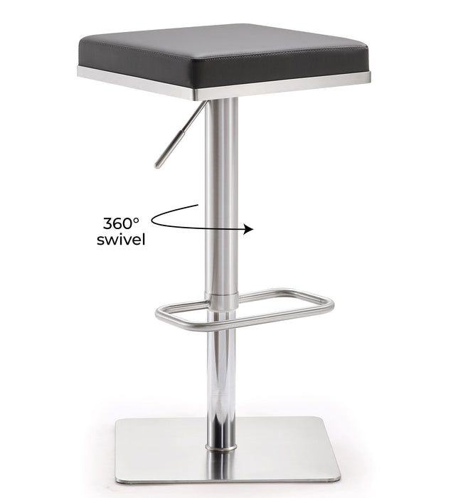 Bari Grey Stainless Steel Adjustable Barstool - Home And Beyond