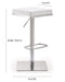 Bari White Performance Vegan Leather and Stainless Steel Adjustable Barstool - Home And Beyond