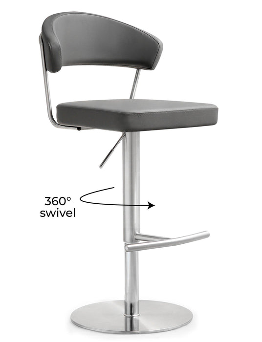 Cosmo Grey Stainless Steel Barstool - UK - Home And Beyond