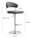 Cosmo Grey Stainless Steel Barstool - UK - Home And Beyond