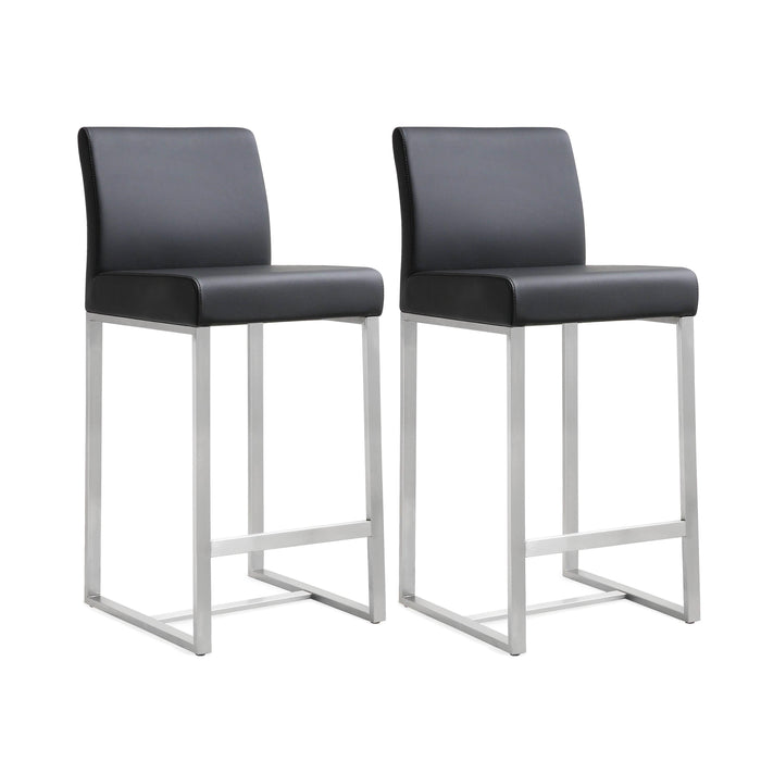 Denmark Black Stainless Steel Counter Stool - Set of 2 - UK - Home And Beyond