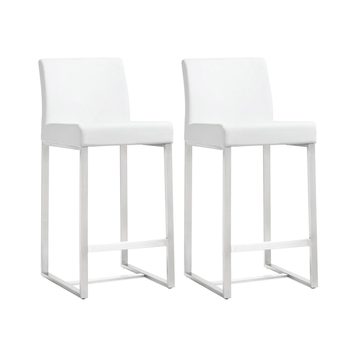 Denmark White Stainless Steel Counter Stool - Set of 2 - UK - Home And Beyond