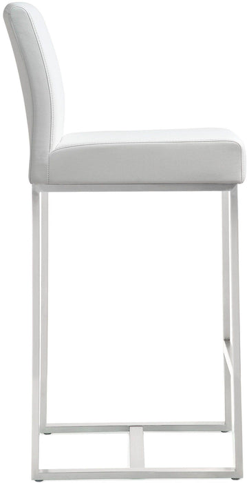Denmark Performance Vegan Leather Stool with Silver Base - Set of 2