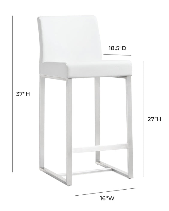 Denmark Performance Vegan Leather Stool with Silver Base - Set of 2