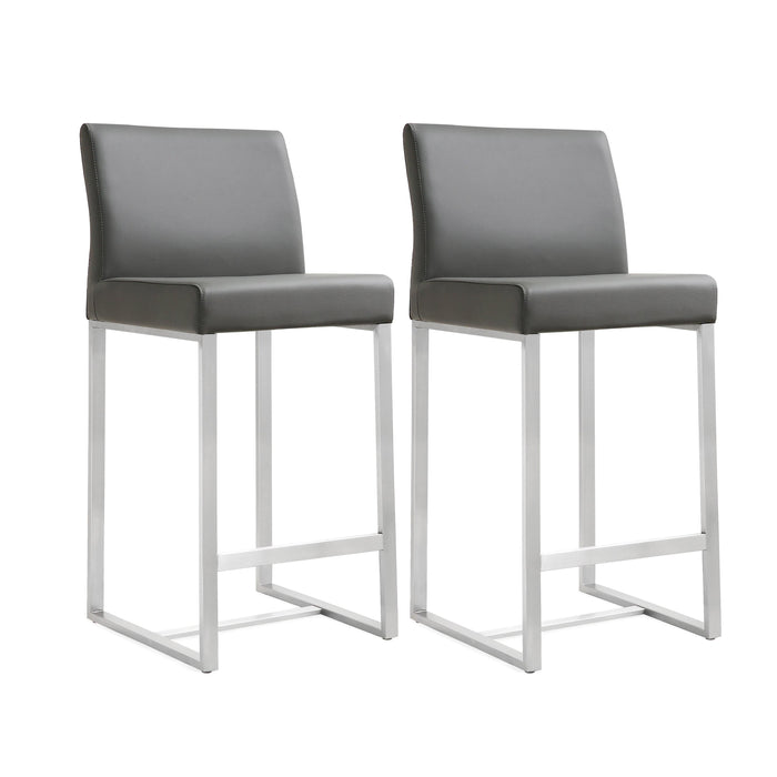 Denmark Grey Stainless Steel Counter Stool - Set of 2 - UK - Home And Beyond