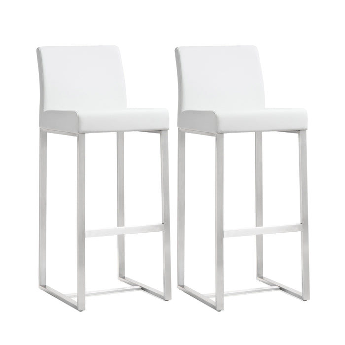 Denmark Performance Vegan Leather Stool with Silver Base - Set of 2