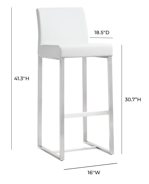 Denmark White Stainless Steel Barstool - Set of 2 - UK - Home And Beyond
