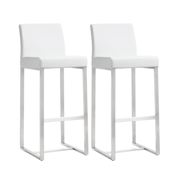 Denmark White Stainless Steel Barstool Set of 2 image