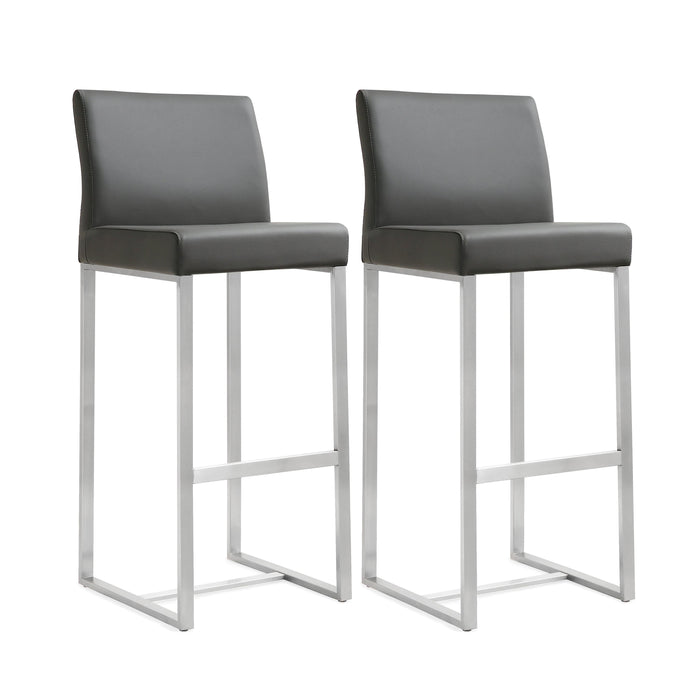 Denmark Grey Stainless Steel Barstool - Set of 2 - UK - Home And Beyond