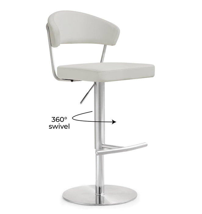 Cosmo Light Grey Stainless Steel Barstool - UK - Home And Beyond