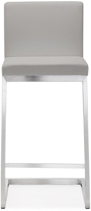 Parma Light Grey Stainless Steel Counter Stool - Set of 2 - UK - Home And Beyond