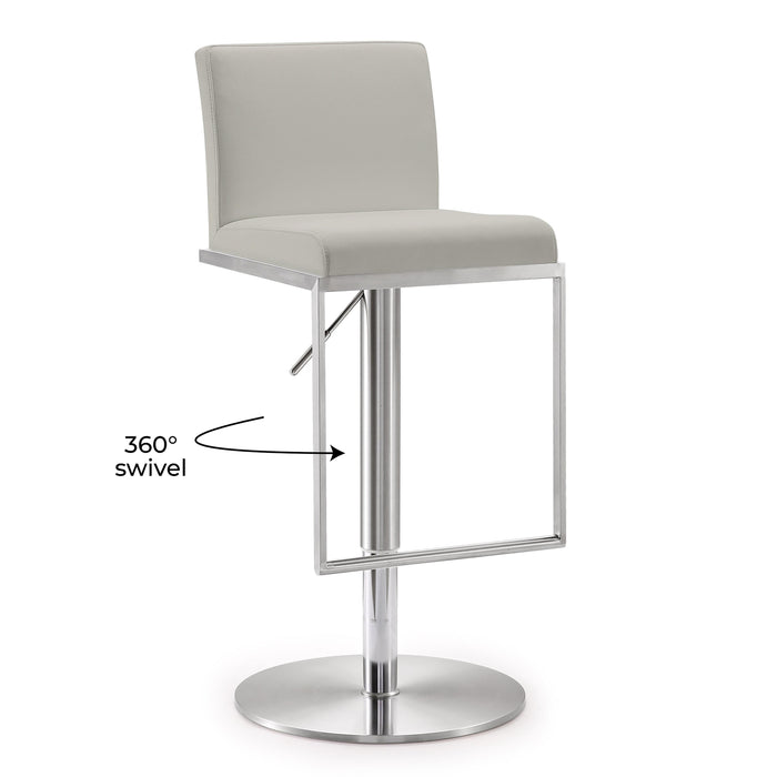 Amalfi Light Grey Vegan Leather Stool - UK - Home And Beyond