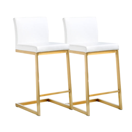 Parma White Gold Steel Counter Stool Set of 2 image