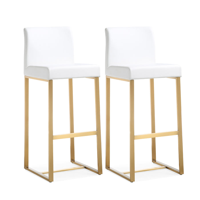 Denmark White Gold Steel Barstool - Set of 2 - UK - Home And Beyond