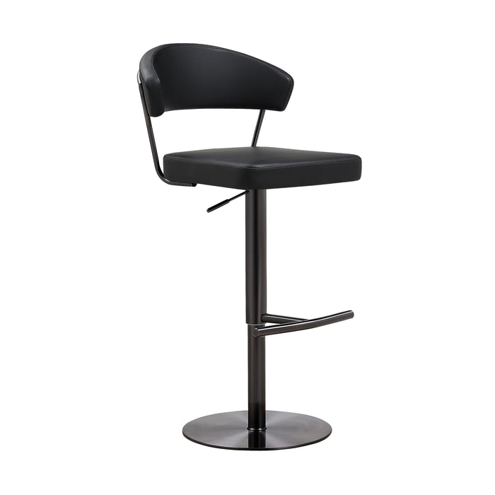Cosmo Black Performance Vegan Leather on Black Steel Barstool - UK - Home And Beyond