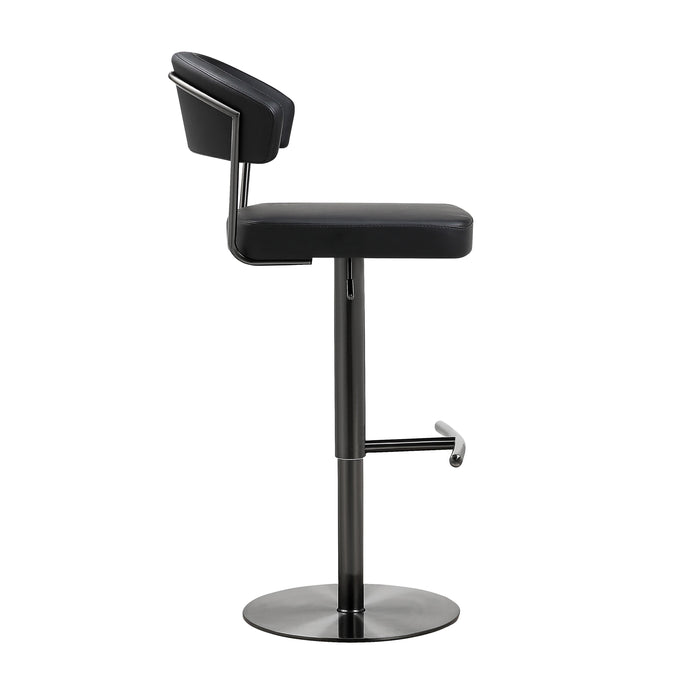 Cosmo Black Performance Vegan Leather on Black Steel Barstool - UK - Home And Beyond