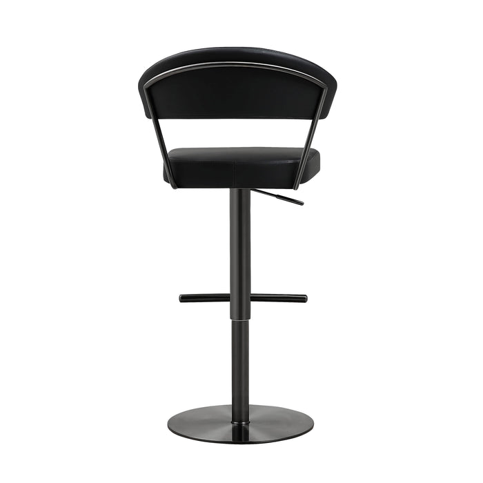 Cosmo Black Performance Vegan Leather on Black Steel Barstool - UK - Home And Beyond