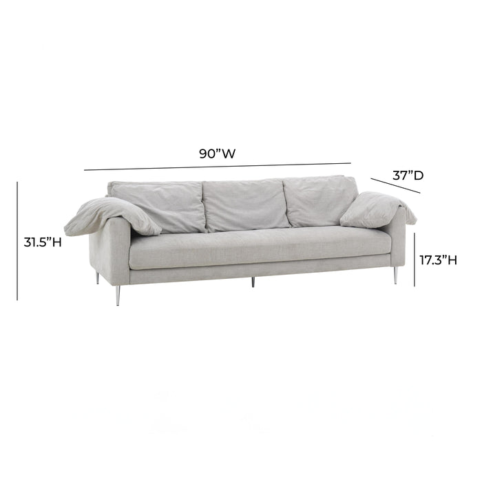 Vari Light Grey Textured Velvet Lounge Sofa 5 - Home And Beyond