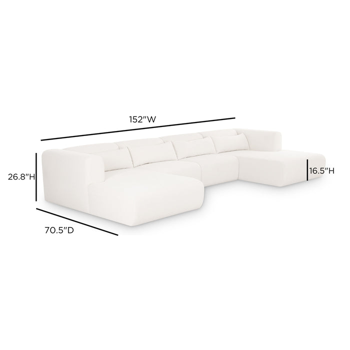Tarra 4-Piece Cream Performance Chenille Modular U-Sectional - Home And Beyond