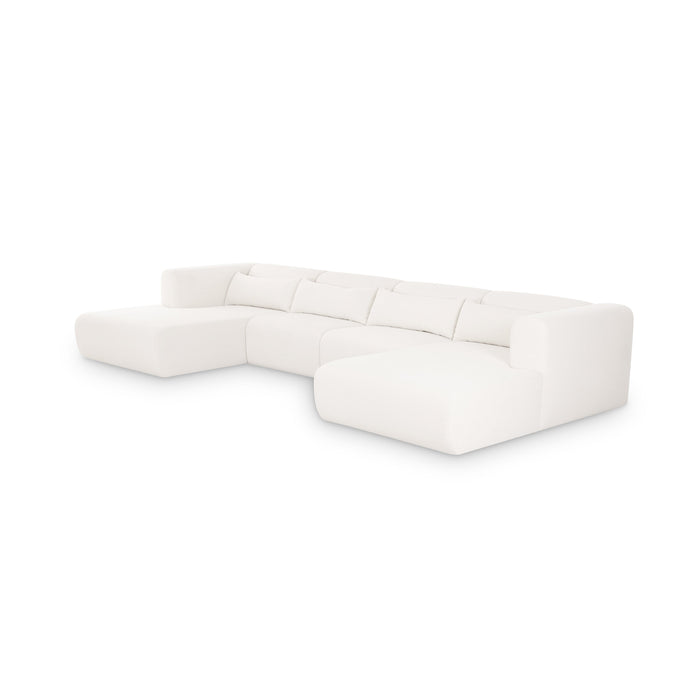 Tarra 4-Piece Cream Performance Chenille Modular U-Sectional - Home And Beyond