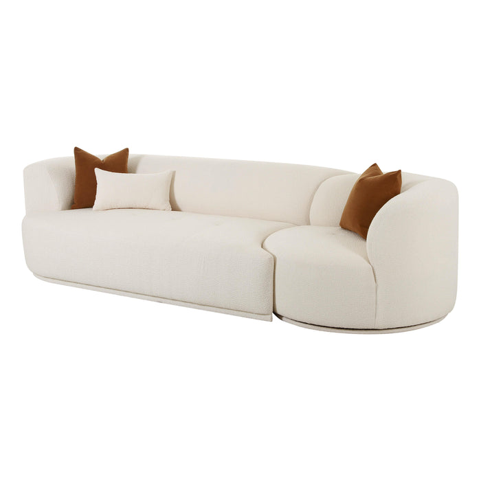 Fickle Cream Boucle 2-Piece Modular LAF Sofa - UK - Home And Beyond
