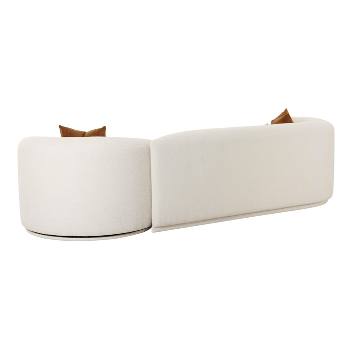 Fickle Cream Boucle 2-Piece Modular LAF Sofa - UK - Home And Beyond