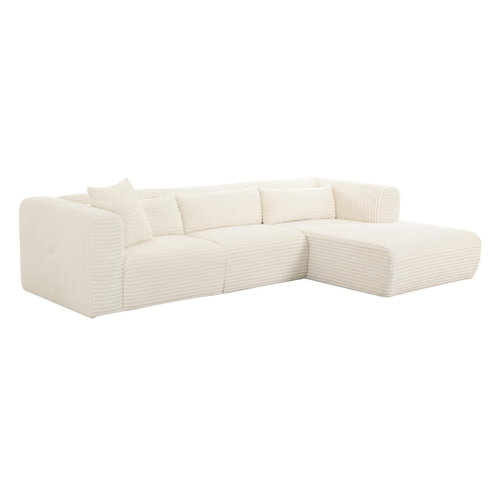 Tarra Fluffy Oversized Cream Corduroy Modular RAF Sectional - UK - Home And Beyond