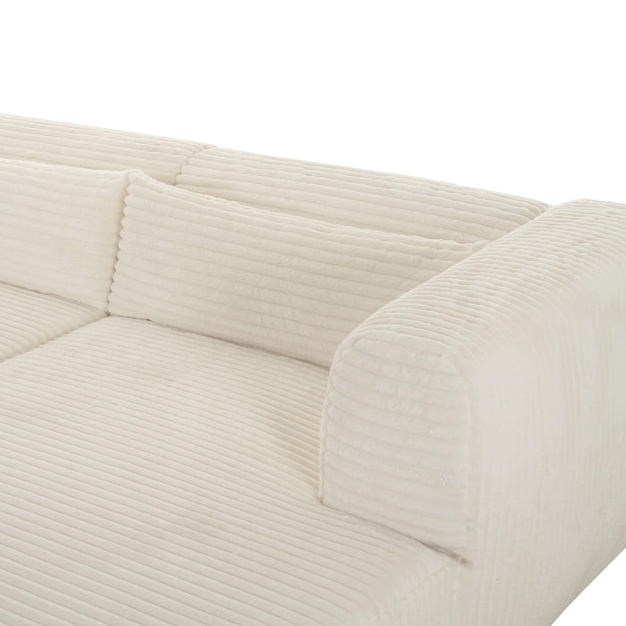 Tarra Fluffy Oversized Cream Corduroy Modular RAF Sectional - UK - Home And Beyond