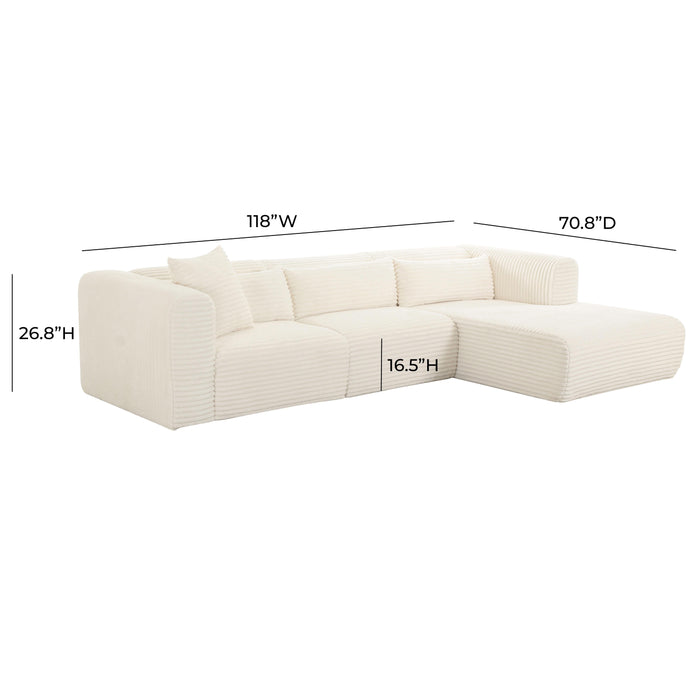 Tarra Fluffy Oversized Cream Corduroy Modular RAF Sectional - UK - Home And Beyond