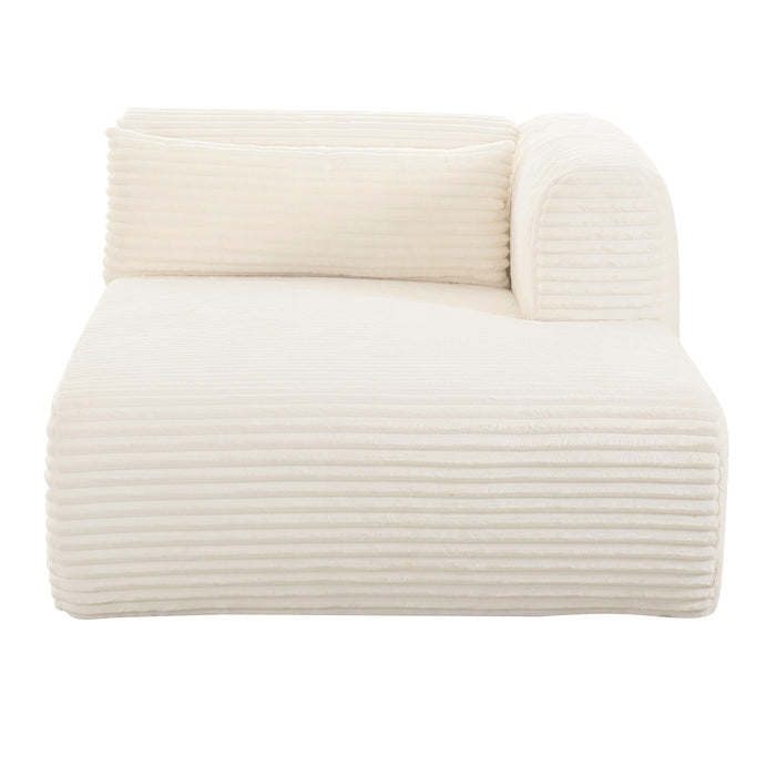 Tarra Fluffy Oversized Cream Corduroy Modular RAF Chaise - UK - Home And Beyond