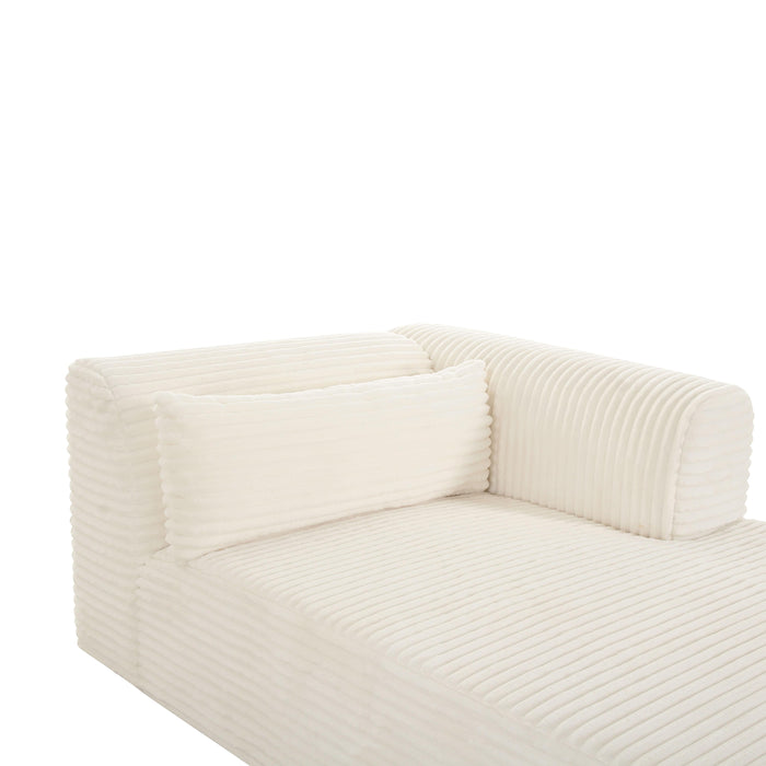 Tarra Fluffy Oversized Cream Corduroy Modular RAF Chaise - UK - Home And Beyond