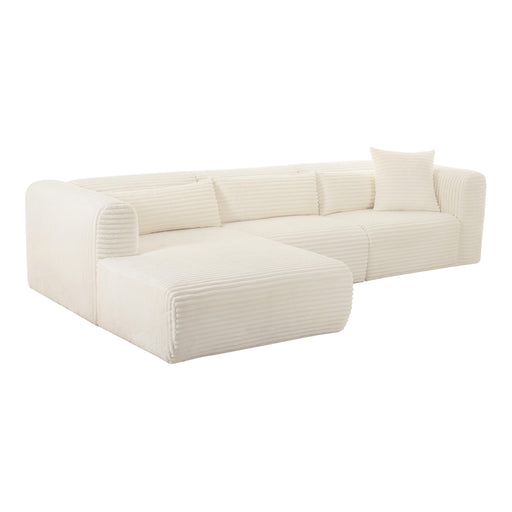 Tarra Fluffy Oversized Cream Corduroy Modular LAF Sectional - UK - Home And Beyond