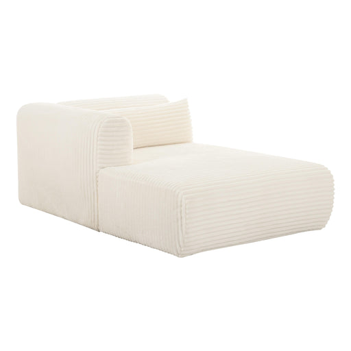Tarra Fluffy Oversized Cream Corduroy Modular LAF Chaise - UK - Home And Beyond