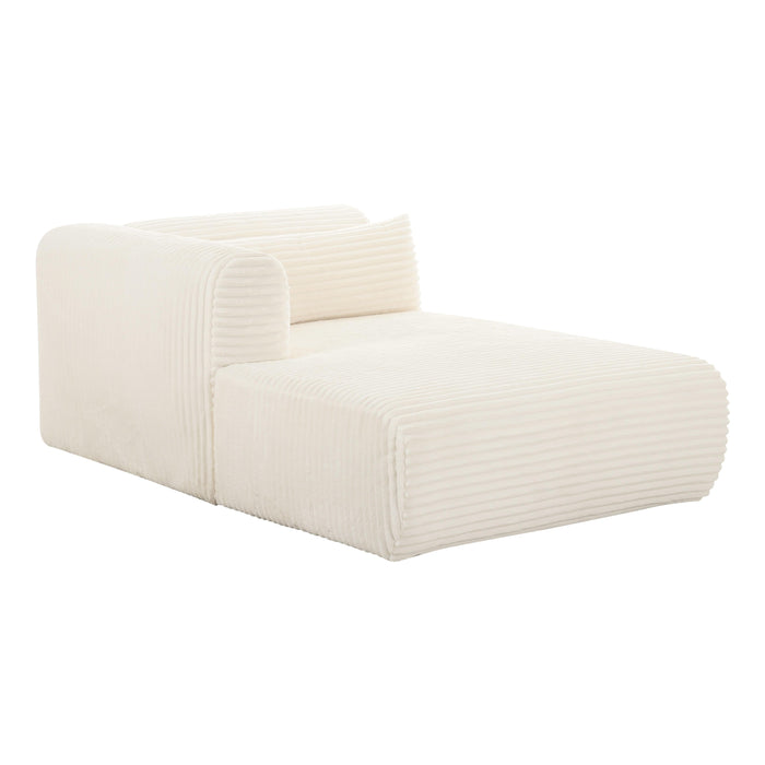 Tarra Fluffy Oversized Cream Corduroy Modular LAF Chaise - UK - Home And Beyond