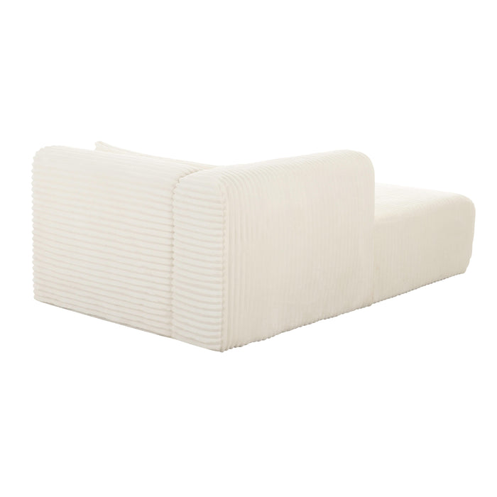 Tarra Fluffy Oversized Cream Corduroy Modular LAF Chaise - UK - Home And Beyond