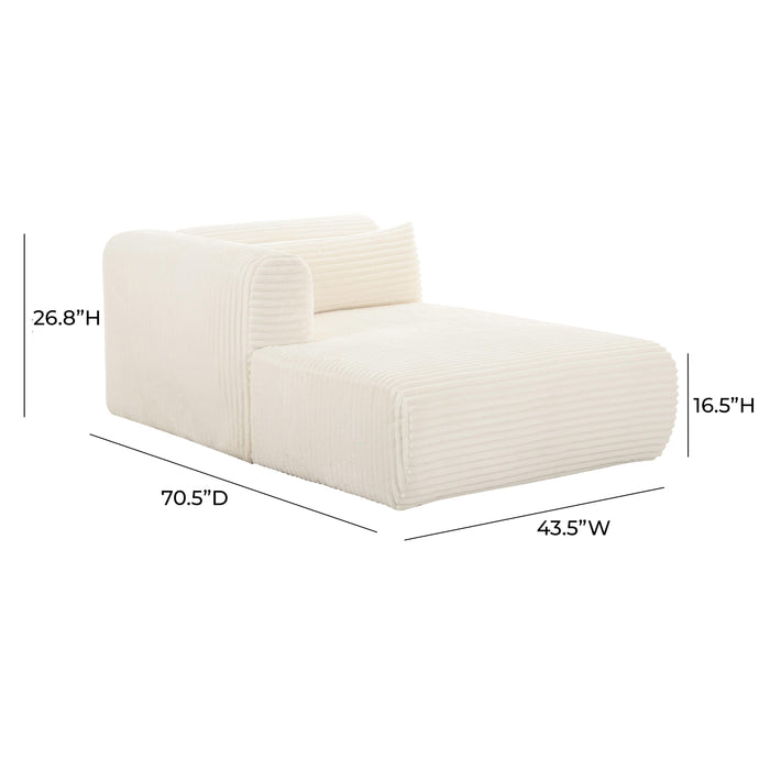 Tarra Fluffy Oversized Cream Corduroy Modular LAF Chaise - UK - Home And Beyond
