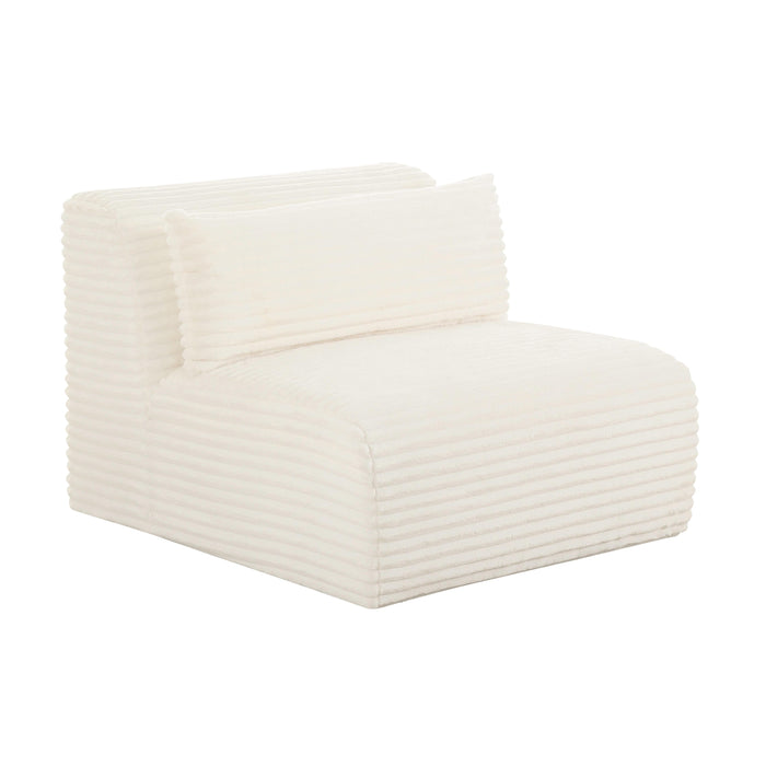 Tarra Fluffy Oversized Cream Corduroy Modular Armless Chair - UK - Home And Beyond