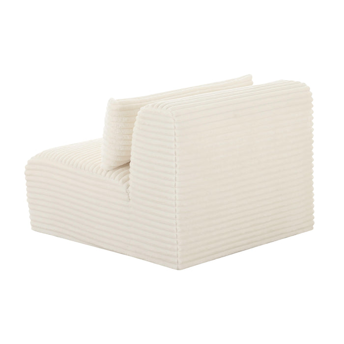 Tarra Fluffy Oversized Cream Corduroy Modular Armless Chair - UK - Home And Beyond