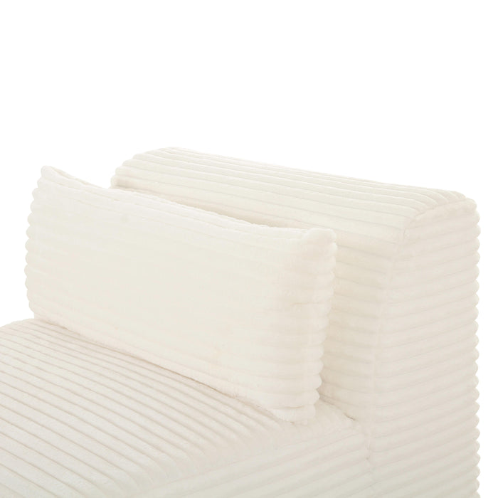 Tarra Fluffy Oversized Cream Corduroy Modular Armless Chair - UK - Home And Beyond