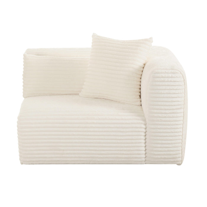 Tarra Fluffy Oversized Cream Corduroy Modular RAF Corner Chair - UK - Home And Beyond