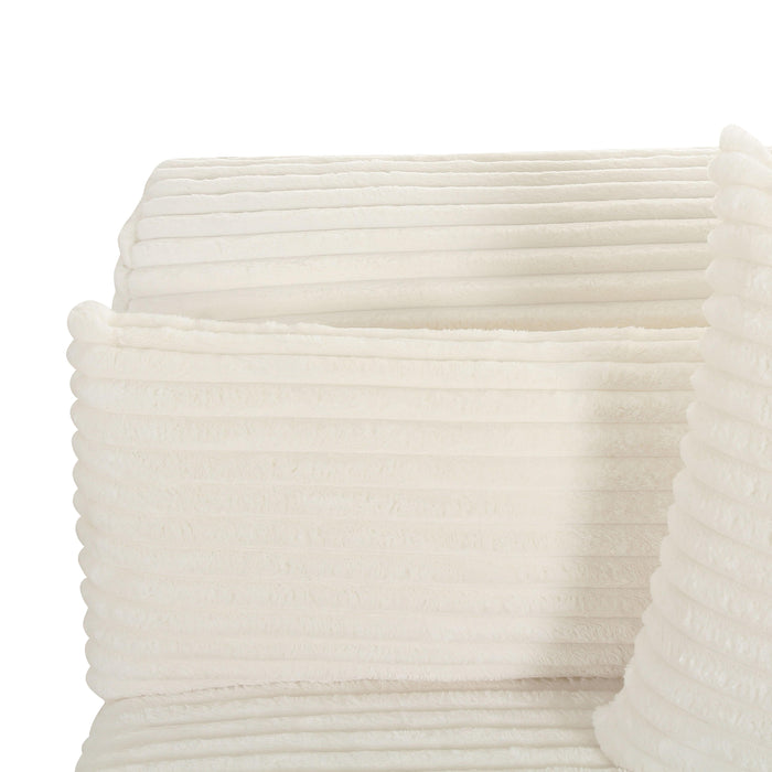 Tarra Fluffy Oversized Cream Corduroy Modular RAF Corner Chair - UK - Home And Beyond