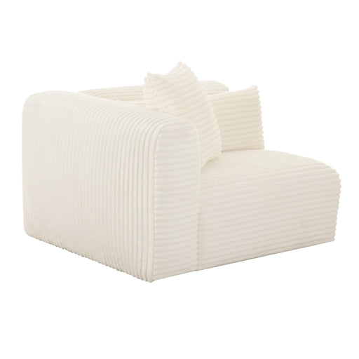 Tarra Fluffy Oversized Cream Corduroy Modular LAF Corner Chair - UK - Home And Beyond